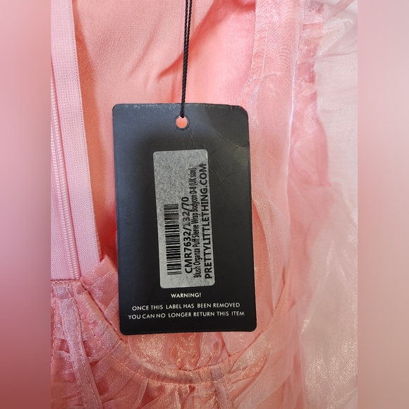 Pretty Little Thing Blush Organza Puff Sleeve Wrap Bodycon Mini Dress 4 - Picture 4 of 14